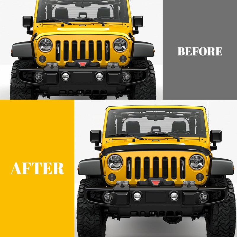 HECASA Hood Shield Compatible with 2007-2018 Jeep Wrangler JK PC