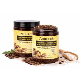 Pure Coffee Arabica Exfoliante anticelulítico de sal del Mar Muerto para cara, cuerpo, piernas y pies, el mejor tratamiento hidratante para estrías,  