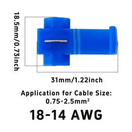 Runseaway 100PCS 18-14 AWG Solderless Quick Splice Wire Connectors, Self-Stripping Snap Electrical Connectors, Blue Cold Pressed Insulated Crimp Terminals for Automotive Electrical Wiring