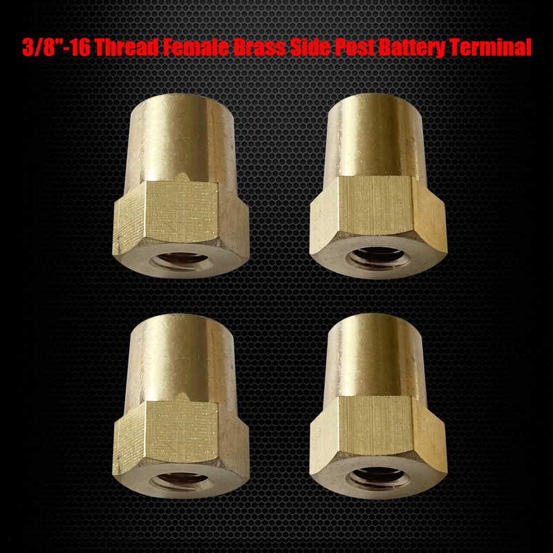 Ampper 3/8"-16 Thread Female Brass Battery Terminal Post Adapter Battery