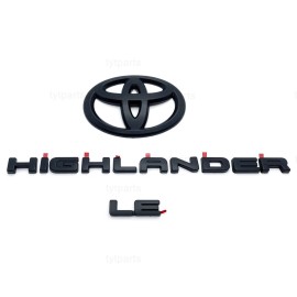Toyota 2020-2025 HIGHLANDER XLE Matte BLACKOUT EMBLEM OVERLAY KIT PT948-48201-02