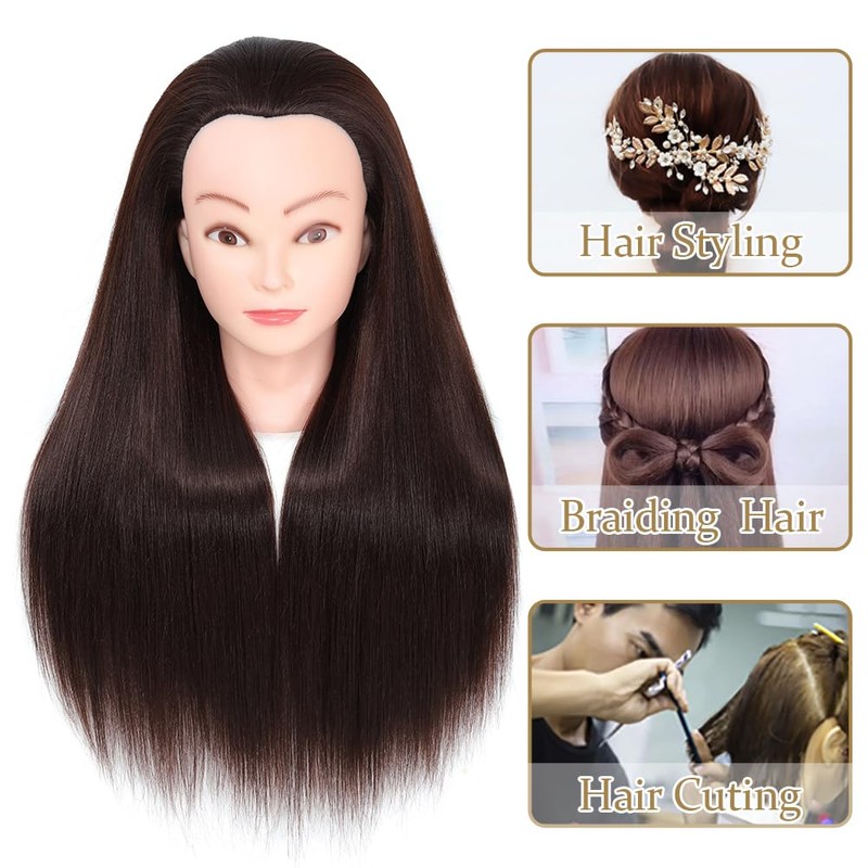 Training Head, Free Clamp for Braiding 26-28" Barber Head 100%