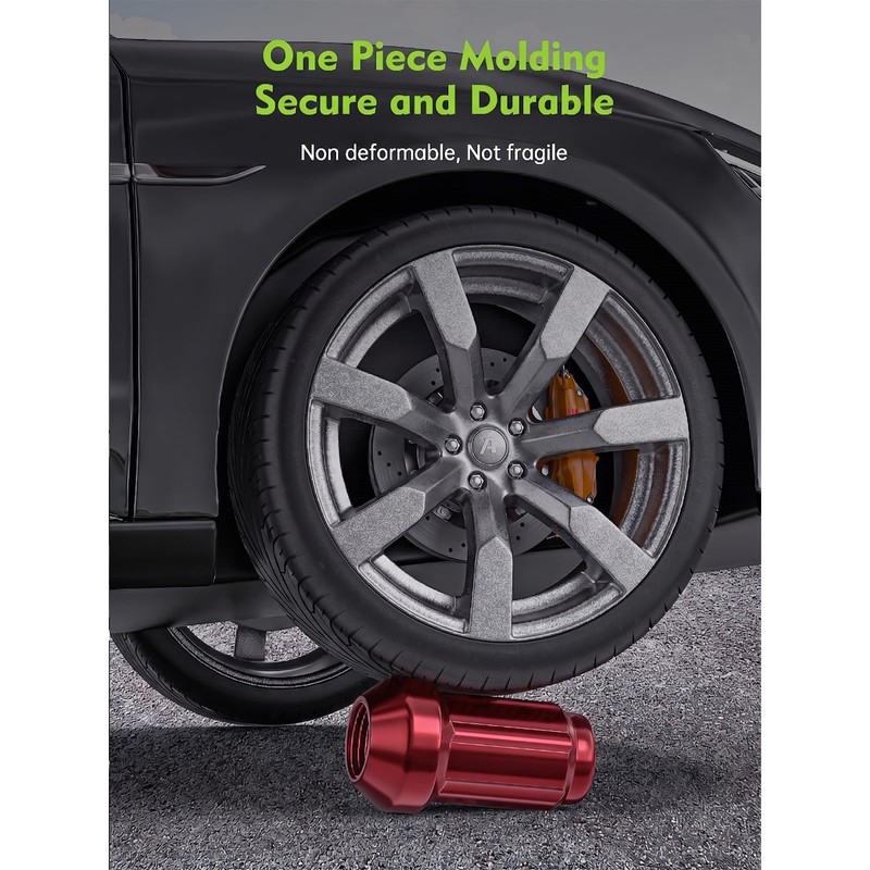 M12x1.5 Spline Lug Nuts - 20Pcs Red Closed End Nuts