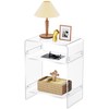 Acrylic Record Player Table with Storage Shelf, Clear Side Table
