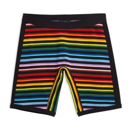 TomboyX 9" Boxer Briefs Underwear For Women, Cotton Stretch Comfortable Boy Shorts Panties-Small/Progress Pride Stripes