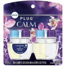 Generic Febreze Odor-Fighting Fade Defy Plug Air Freshener - Calm Lavender & Vanilla Bean - (2) of 0.87 fl oz Refills (Pack of 1), Clear
