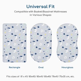 Yukkidds Moses Basket Sheets 2 Pack Pram Sheets Fitted Most Bassinet Pads Super Soft & Breathable Microfiber Compatible with SnuzPod 4 Mattress Soft and Breathable Dark Blue