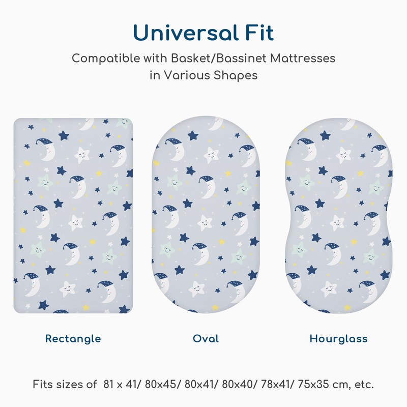 Yukkidds Moses Basket Sheets 2 Pack Pram Sheets Fitted Most