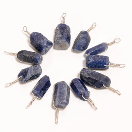 GEMKORA Real Blue-Sapphire Raw Crystal Pendant Necklace, Natural Gemstone, Birthstone, Rough Crystal, Healing Stone, Gift for Women, 925 Sterling Silver Jewellery 18 inch