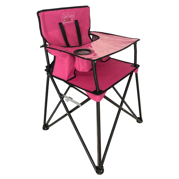 ciao! baby Portable High Chair for Babies and Toddlers, Compact Folding Travel High Chair with Carry Bag for Outdoor Camping, Picnics, Beach Days, and More (Hot Pink)