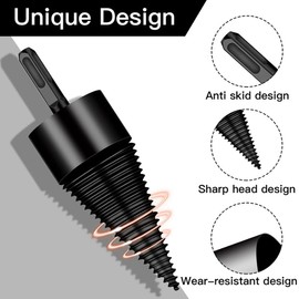 Kiwinvou 4 Pcs Firewood Log Splitter Drill Bit,Wood Splitter Drill Bit Removable Handle,Heavy Duty Splitter Drill Bits Screw Cone Driver Kindling Cracker for Hand Drill Stick