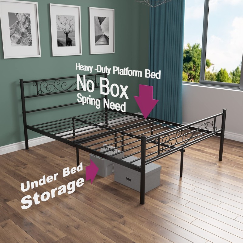 Weehom Metal Bed Frame with Headboard and Footboard Mattress Foundation