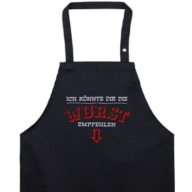 EXPRESS-STICKEREI BBQ Apron - Funny Cooking Apron for Barbecue Fans - Adjustable Bib Apron for Men / Women - Kitchen Apron with Saying Ich könnte dir die Wurst empfehlen