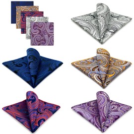 Shlax&Wing 5 Pieces Assorted Mens Pocket Square Handkerchiefs Set Lot
