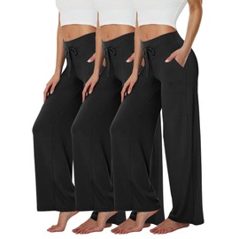 Showitty 3 Pack Wide Leg Yoga Pants for Women, Comfy Lounge Pajama Sweatpants Loose Causal Pants with Pockets