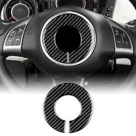 KUNGKIC For Fiat 500 2008-2015 Abarth 595 2012-2015 Car Steering Wheel Cover Sticker Steering Wheel Centre Marking Ring Carbon Fibre Sticker Decorative Interior Accessories Gift, Black