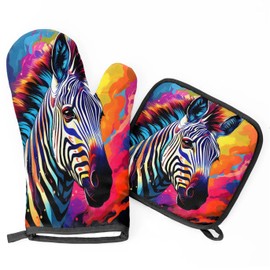 Gorgeous Zebra Oven Mitt Pot Holder Sets for Kitchen Heat Resistant Oven Gloves Hot Pads Non-Slip Mittens Potholders Insulated Pan Pads Decorative Home for BBQ Baking Cooking Grilling