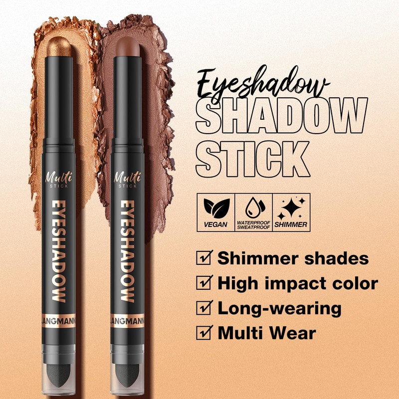 LANGMANNI 8Colors Dual-Ended Cream Eyeshadow Stick Set – Silky Smooth,