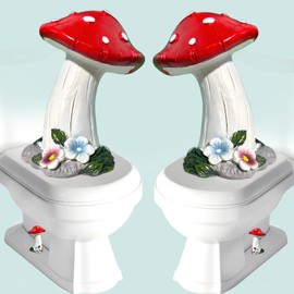 Toilet Bolt Covers，Cute Mushroom Toilet Bolt Covers Set of 2，Cute Mushroom Themed Toilet Bolt Covers Decorative for to Hide Rusty Bolts，Easy Installation Rust Prevention Cute Mushroom Bathroom Decor