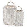 AuldHome Design Wall Hanging Baskets (White, Set of 2); Woven