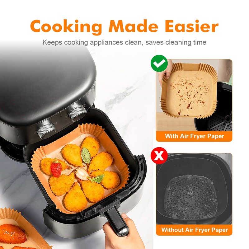 GRIFEMA Square Air Fryer Paper for Cosori Cecotec 2-4 L,