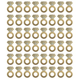 Beistle 57325 Diamond Ring Wine Glass Markers 48 Piece, 2.25" x 3.5", Gold/Silver