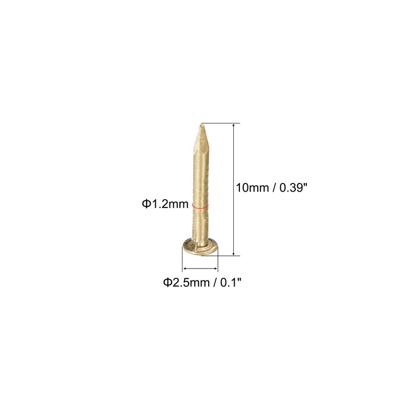 uxcell Small Tiny Brass Nails 1.2x10mm for DIY Decorative Pictures