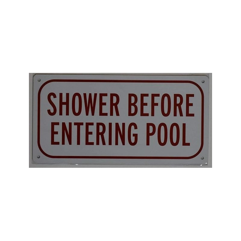 BUILDINGSINGS.COM Shower Before Entering Pool Sign (Aluminum Reflective, White 6x12)-REF24-1027