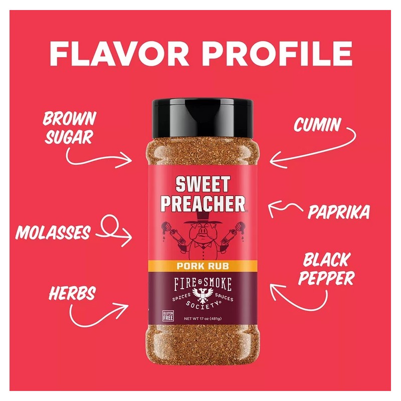 Fire And Smoke Society Sweet Preacher BBQ Rub, 17 oz.