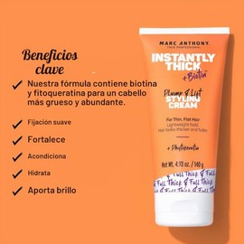 Marc Anthony Instantly Thick Hair Thickening Cream, 6 Ounce, Sulfate-Free, Hair Styling Cream Helps Hair Look Fuller With More Visible Volume and Natu