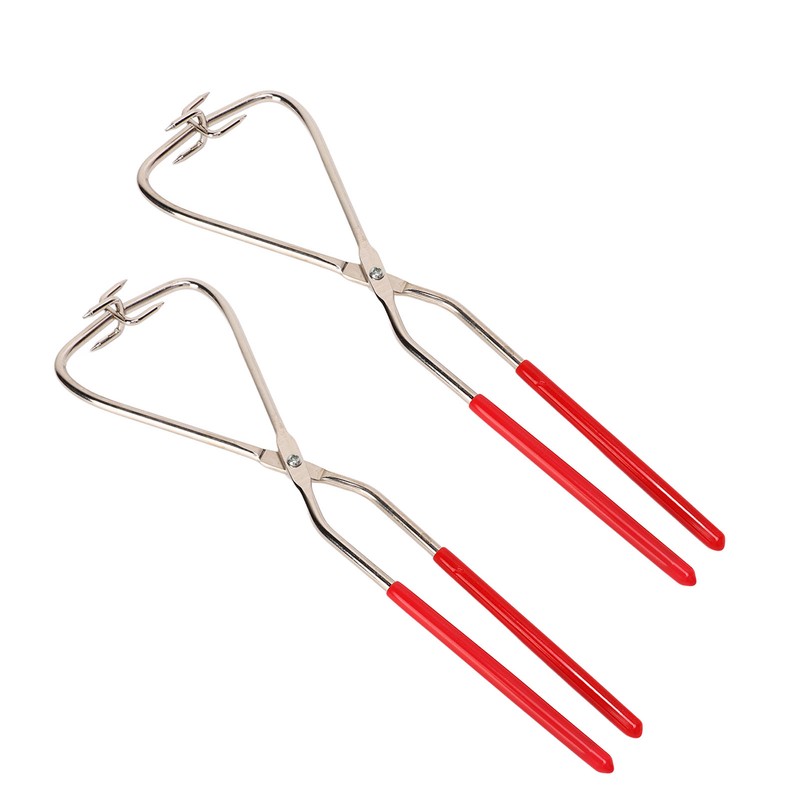 2pcs Dipping Tongs Red Handle Stainless Steel Easy Cleaning Stable