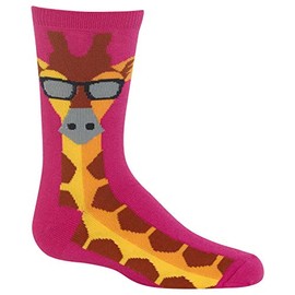 HOTSOX Kids Giraffe Socks 1 Pair, Bright Pink, Kids L/XL