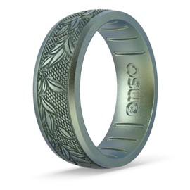 Enso Rings Signature Etched Collection - Classic Etched Silicone Rings - Comfortable and Flexible Design (Laurel - Volcanic Ash, 7)