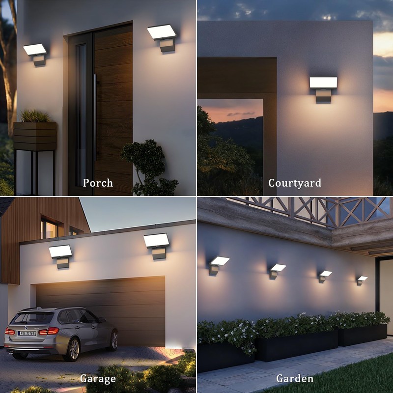 Coinmit 2 Pack Modern Outdoor Wall Light 3000K 24W Porch