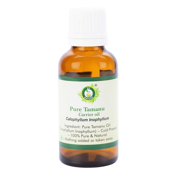 R V Essential Pure Tamanu Carrier Oil 30ml (1.01oz)- Calophyllum Inophyllum (100% Pure and Natural Cold Pressed)