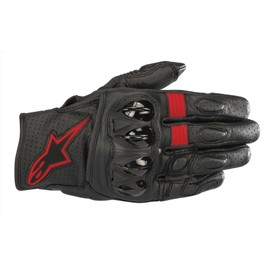 Alpinestars Men's Celer v2 Leather Motorcycle Short-Cuff Glove, Black/Red, Extra Large
