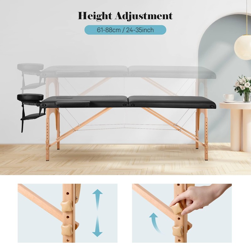 CHRUN Massage Table Portable Wooden Lash Bed 24" Wide Massage