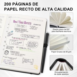 Libreta de Notas Rayado, Cuaderno A5 con Forro de Tapa Dura, 200 Páginas Cuaderno Clásico 21.3 x 14.6cm, Adecuado para Hombres y Mujeres, Diario de Piel para Journal, Oficina, Escuela, Negocio