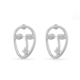 Boma Jewelry Sterling Silver Picasso Artist Face Stud Earrings