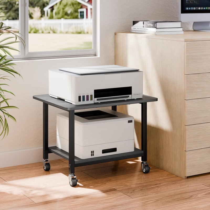 niffgaff Printer Stand with Lockable Wheels, 2-Tier Rolling Printer Cart