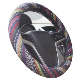 Istn - Funda de tela gruesa de lino para volante de automóvil, antideslizante y absorción de sudor, para auto (B, 15.25 a 16 pulgadas)