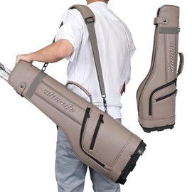 Golf Carry Bag PU Waterproof Small Lightweight Holds a Full Set of Clubs for Travel Driving Range Practice with Shoulder Strap Easy Transport for Women Men(Brown)