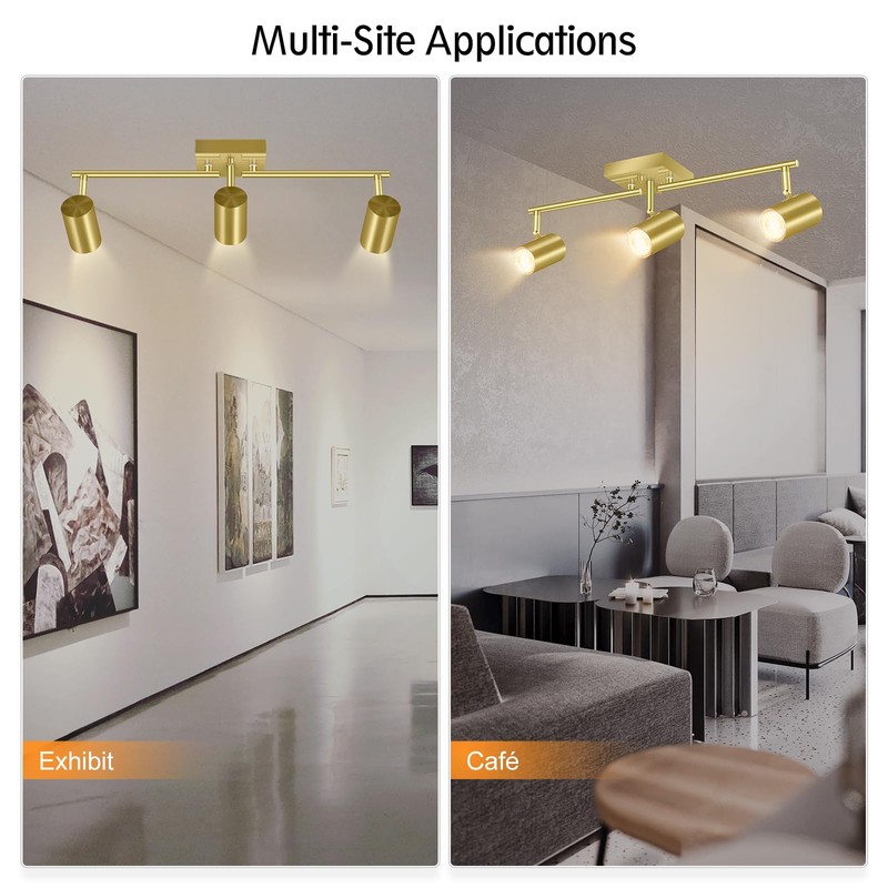BoostArea 3 Light Track Lighting Fixtures Ceiling, Gold Kitchen Lighting