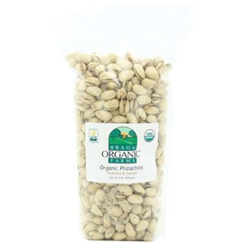 Braga Organic Farms 2 Pound Bag of Roasted/Salted Pistachios Inshell