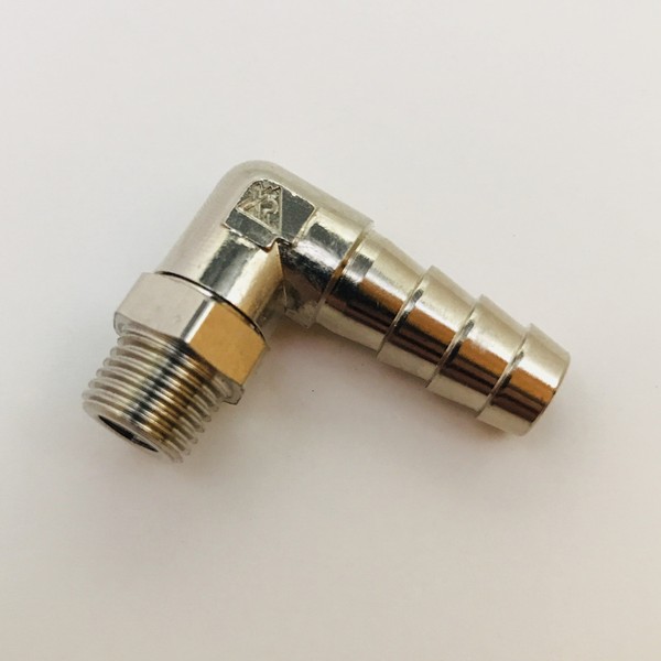 5/16" Barb x 1/8" Male NPT Brass 90° Elbow Swivel