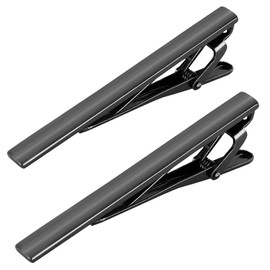 Roctee 2pcs Black Tie Bar Clip 2.4 Inch, Men’s Tie Tacks Pins Tie Clips Necktie Bar Pinch Clip Set for Regular Normal Size Ties for Men Tie Set Accessories Jewelry Fashion Designs