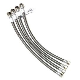 Faucet Water Supply Connector Line Braided Stainless Steel, Faucet Supply Line - 3/8 Female Compression Thread x 1/2 Female Iron Pipe Thread (3/8" Comp x 1/2" FIP) (4, 16 inch)