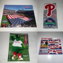 PHILLIES 2025 TEAM CALENDAR & SCHEDULE MAGNET PHANATIC OR "P" MINI FATHEAD SGA - CALENDAR & BOTH FATHEADS