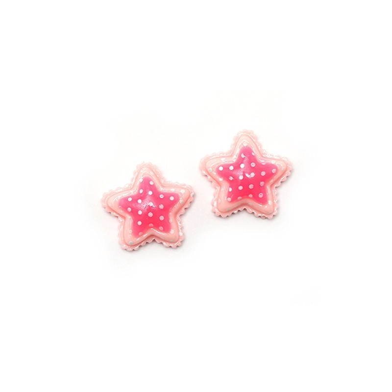 Idin Clip-on Earrings - Pink polka dot star clip-on earrings