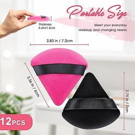 Jasinber Set de 12 esponjas de polvo triangulares para polvo facial, Esponja de maquillaje de terciopelo suave, polvo suelto de base cosmética Esponja de belleza Herramientas de maquillaje (Rosa)